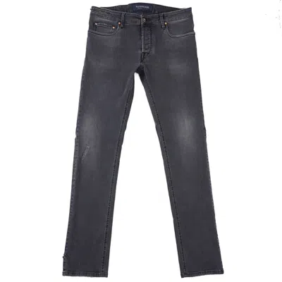 Pre-owned Handpicked Slim Tapered Fit 'orvieto' Faded Black Wash Denim Jeans 34