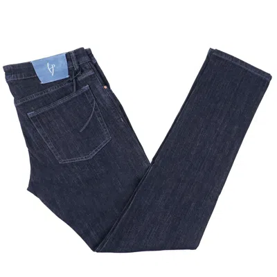 Pre-owned Handpicked Slim Tapered Fit 'orvieto' Rinsed Blue-black Denim Jeans 34