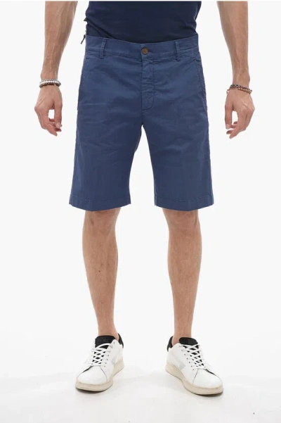 Handpicked Solid Color Stretch Cotton Venezia Shorts In Blue