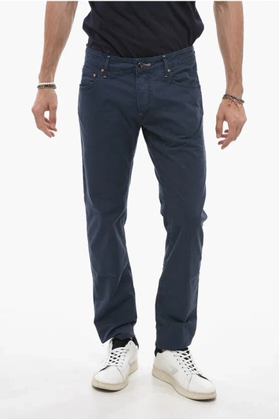 Handpicked Stretch Cotton Orvieto 5-pockets Pants In Blue