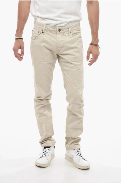Handpicked Stretch Cotton Orvieto 5-pockets Pants In Neutral