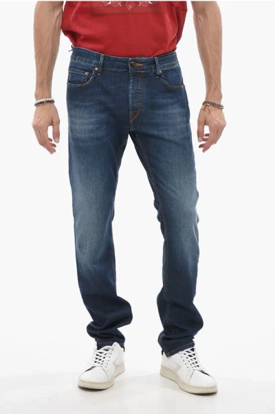 Handpicked Stretch Denim Ravello Jeans With Visible Stitching 18cm In Blue
