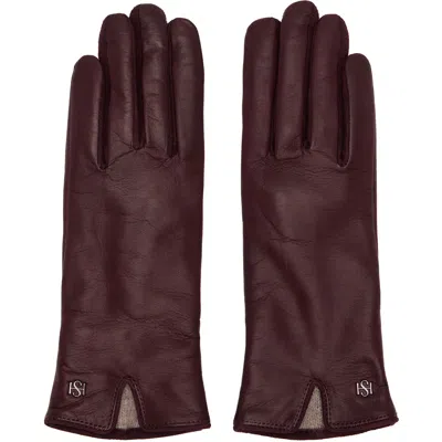 Handsome Stockholm Essentials Long Leather Gloves In Burgundy