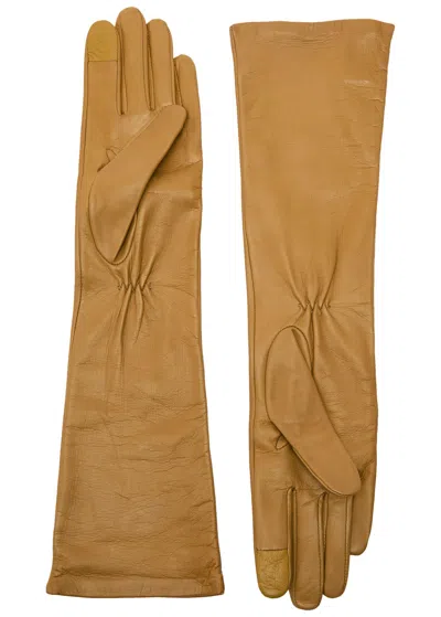 Handsome Stockholm Essentials Long Leather Gloves In Brown