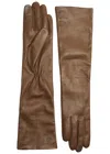 Handsome Stockholm Essentials Long Leather Gloves In Taupe