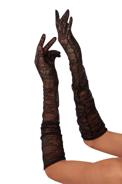 Handsome Stockholm Women's Black Mesh Long Gloves