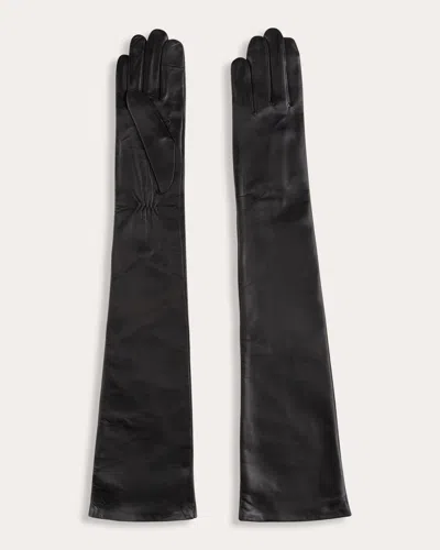 Handsome Stockholm Women's Black Essentials Long Leather Gloves Leather/silk