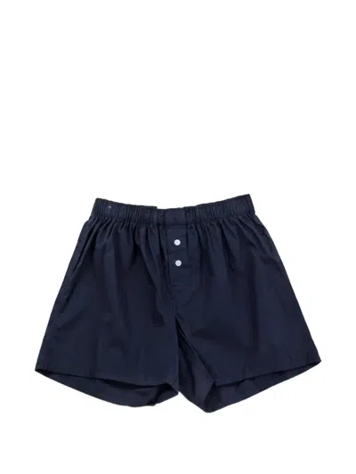 Handvaerk Elasticated Button-front Boxer Shorts In Blue