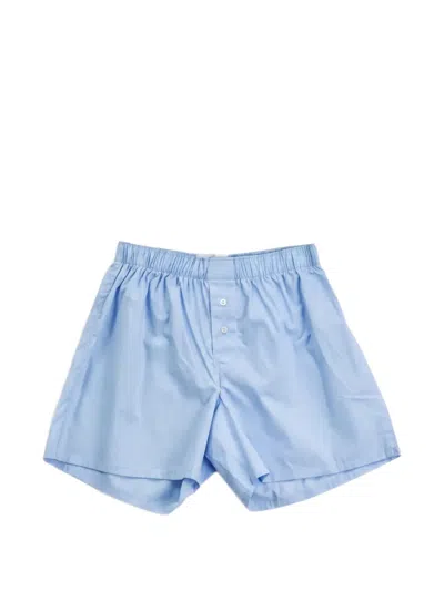 Handvaerk Elasticated-waist Button-up Boxer Shorts In Blue