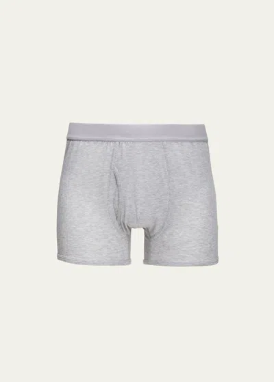 Handvaerk Men's Pima Cotton-stretch Trunks In Grey Melange