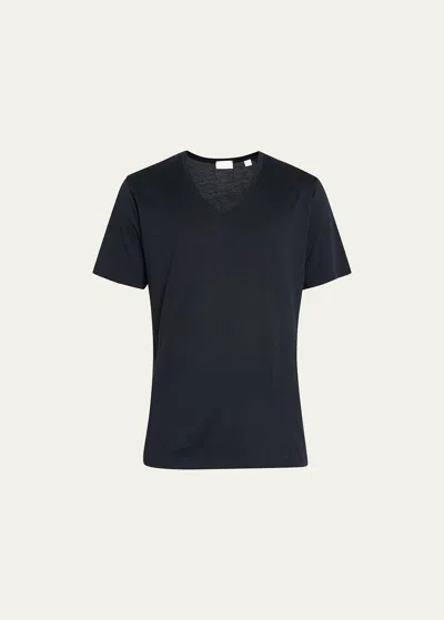 Handvaerk Men's Pima Cotton V-neck Undershirt T-shirt In Black