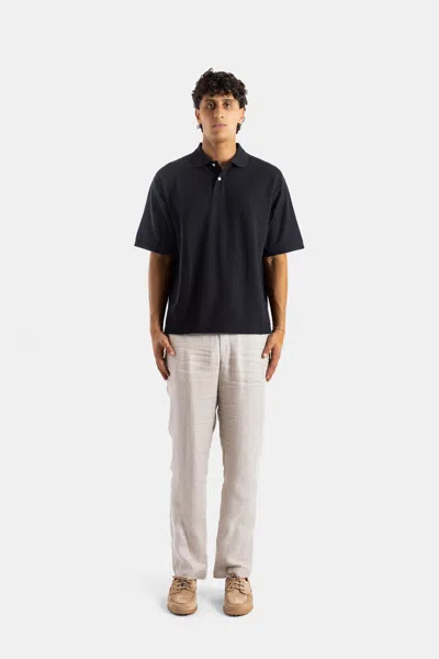 Handvaerk Oversized Pima Cotton Polo Shirt In Black