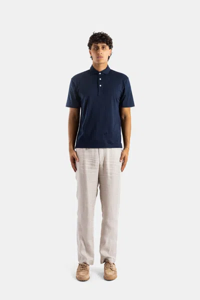 Handvaerk Pima Cotton Polo Shirt In Navy