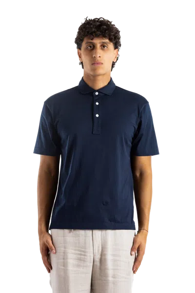 Handvaerk Pima Cotton Polo Shirt In Navy