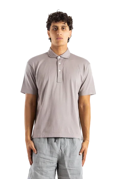 Handvaerk Pima Cotton Short Sleeve Polo In Gray