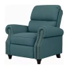 Handy Living Prolounger Anna Traditional Roll-arm Push Back Recliner In Linen With Nailheads In Blue