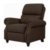 Handy Living Prolounger Anna Traditional Roll-arm Push Back Recliner In Linen With Nailheads In Brown