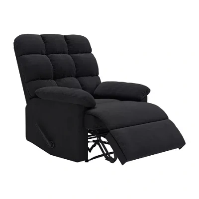 Handy Living Prolounger Barbera Wall Hugger Biscuit Tufted Recliner In Stain-resistant Microfiber In Black