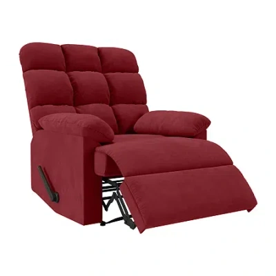 Handy Living Prolounger Barbera Wall Hugger Biscuit Tufted Recliner In Stain-resistant Microfiber In Red