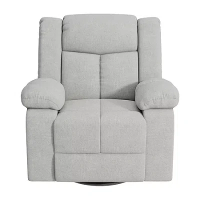 Handy Living Prolounger Traditional Swivel Glider Recliner In Plush Velvet In Gray