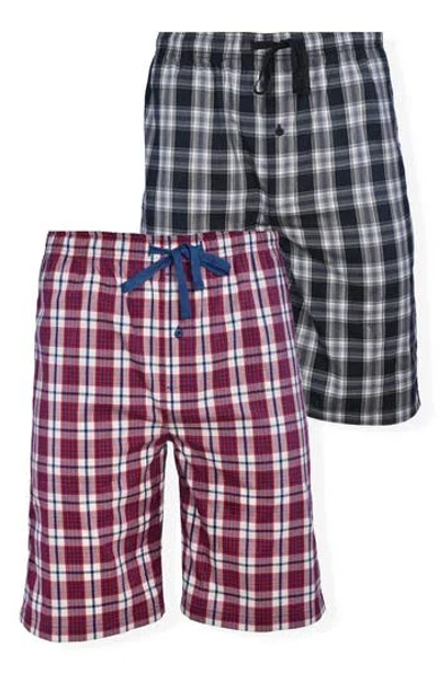 Hanes 2-pack Woven Sleep Shorts In Red/ Black