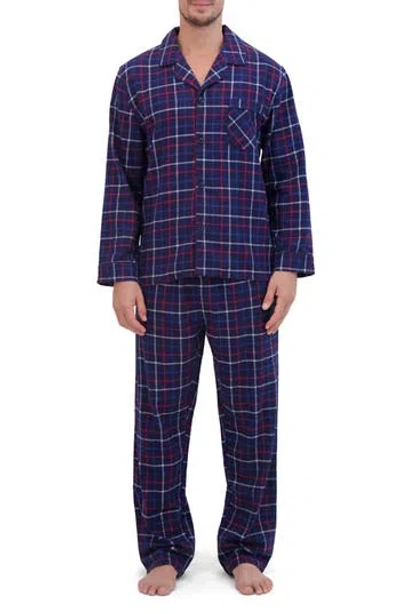 Hanes 2-piece Flannel Pajama Set In Navy Plaid