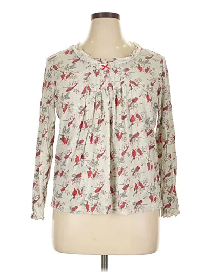 Pre-owned Hanes 3/4 Sleeve Blouse In White