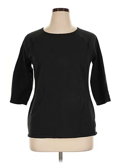 Pre-owned Hanes 3/4 Sleeve Top Black Boatneck Tops