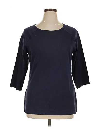 Pre-owned Hanes 3/4 Sleeve Top Blue Boatneck Tops