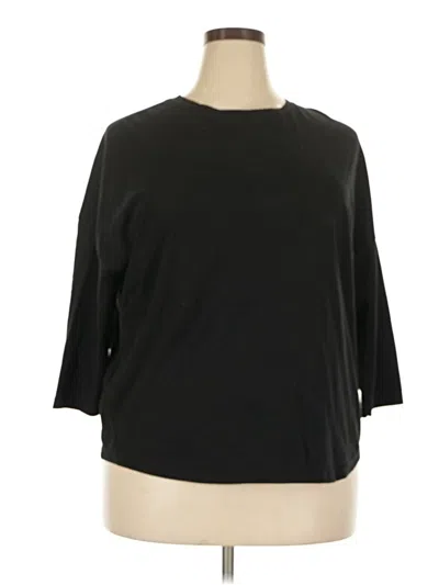 Pre-owned Hanes 3/4 Sleeve T-shirt In Black