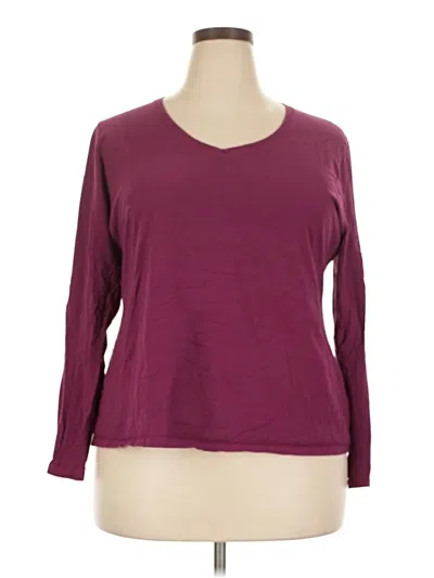 Pre-owned Hanes 3/4 Sleeve T-shirt In Burgundy