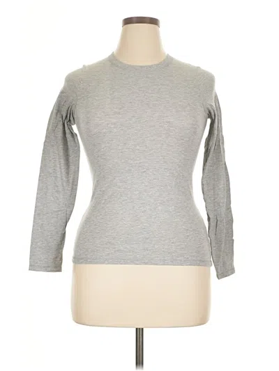 Pre-owned Hanes 3/4 Sleeve T-shirt In Gray