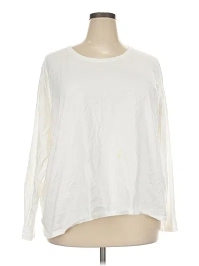 Pre-owned Hanes 3/4 Sleeve T-shirt In Ivory