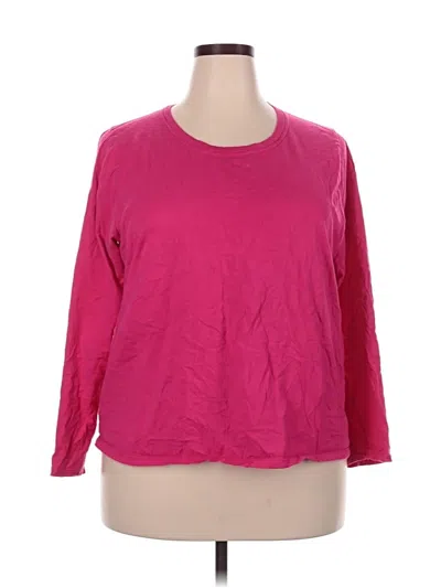 Pre-owned Hanes 3/4 Sleeve T-shirt In Pink