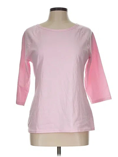 Pre-owned Hanes 3/4 Sleeve T-shirt In Pink