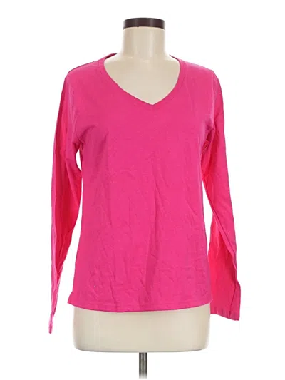 Pre-owned Hanes 3/4 Sleeve T-shirt In Pink