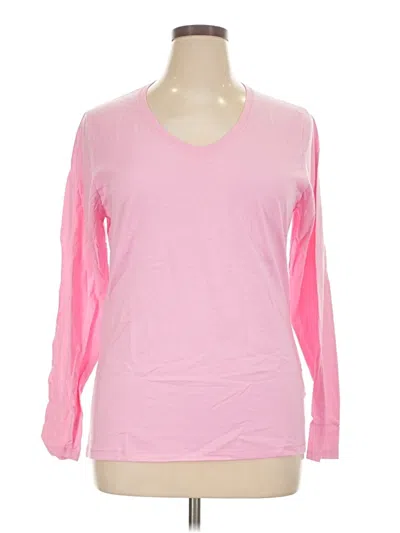 Pre-owned Hanes 3/4 Sleeve T-shirt In Pink