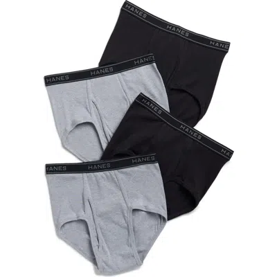 Hanes 4-pack Assorted Briefs In Black Gray