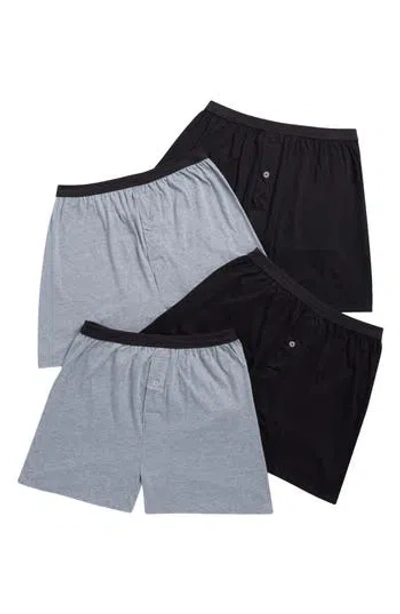 Hanes 4-pack Assorted Knit Boxers In Black-grey