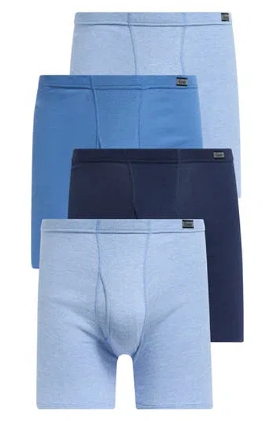 Hanes 4-pack Cotton Boxer Briefs In Blue