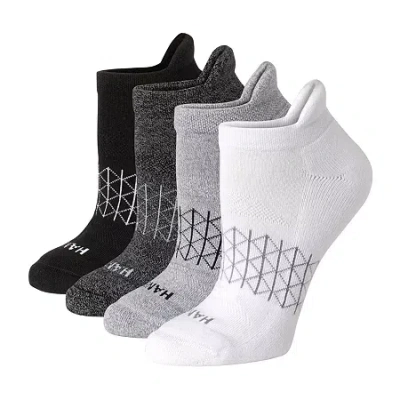 Hanes Absolute Active Heel Tab Womens 4 Pair No Show Socks In Gray