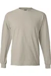 Hanes Beefy-t Long Sleeve T-shirt In Gray