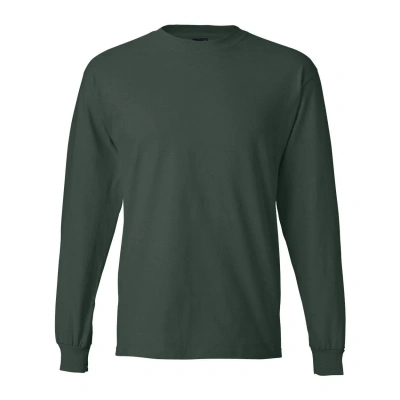 Hanes Beefy-t Long Sleeve T-shirt In Green