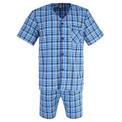 Hanes Big And Tall Short Sleeve Short Leg Pajama Set In Blue