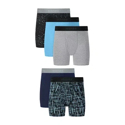 Hanes Big Kid Boys 5 Pack Boxer Briefs Bu3bp5 In Blue