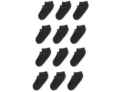 Hanes Kids' Boys' Extra Durable No Show Socks Multipack Sock Black - 12 Pack: Sm One Size