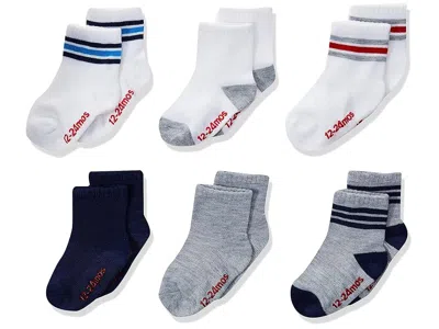 Hanes Boys' Toddler 6-pack Non Skid Ez Sort Crew Socks Sock Assorted: 12-24 Months, Spandex/polyester