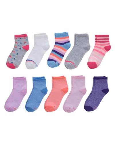 Hanes Brands Kids' Hanes Girls Ultimate 10-pack Fashion Ankle Socks In Pink,grey,blue,lavender