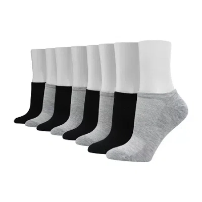 Hanes Cool Comfort Super No Show Womens Breathable Multi-pack 8 Pair Liner Socks In Gray