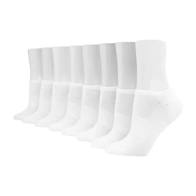 Hanes Cool Comfort Super No Show Womens Breathable Multi-pack 8 Pair Liner Socks In White
